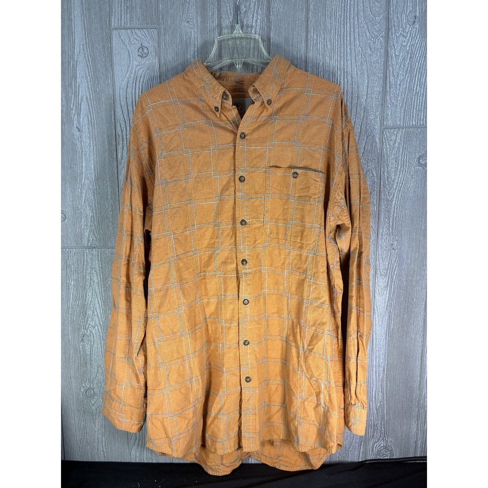 The Territory Ahead Mens XL Orange Plaid Shirt Button Down Outdoor Boho Casual